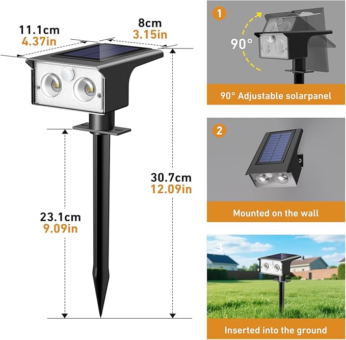btfarm Solar Spot Lights Outdoor Waterproof, 8 Pack/3 Modes Motion Sensor Lights