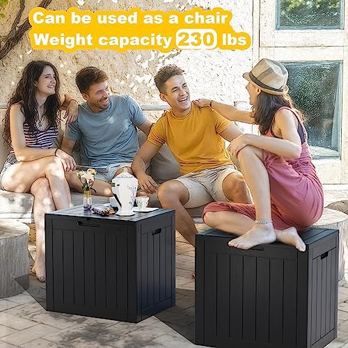30 Gallon Waterproof Outdoor Storage Box,Resin Deck Box,Lockable Outside Storage Box Container for Patio Furniure,Garden (30 Gallon Black)