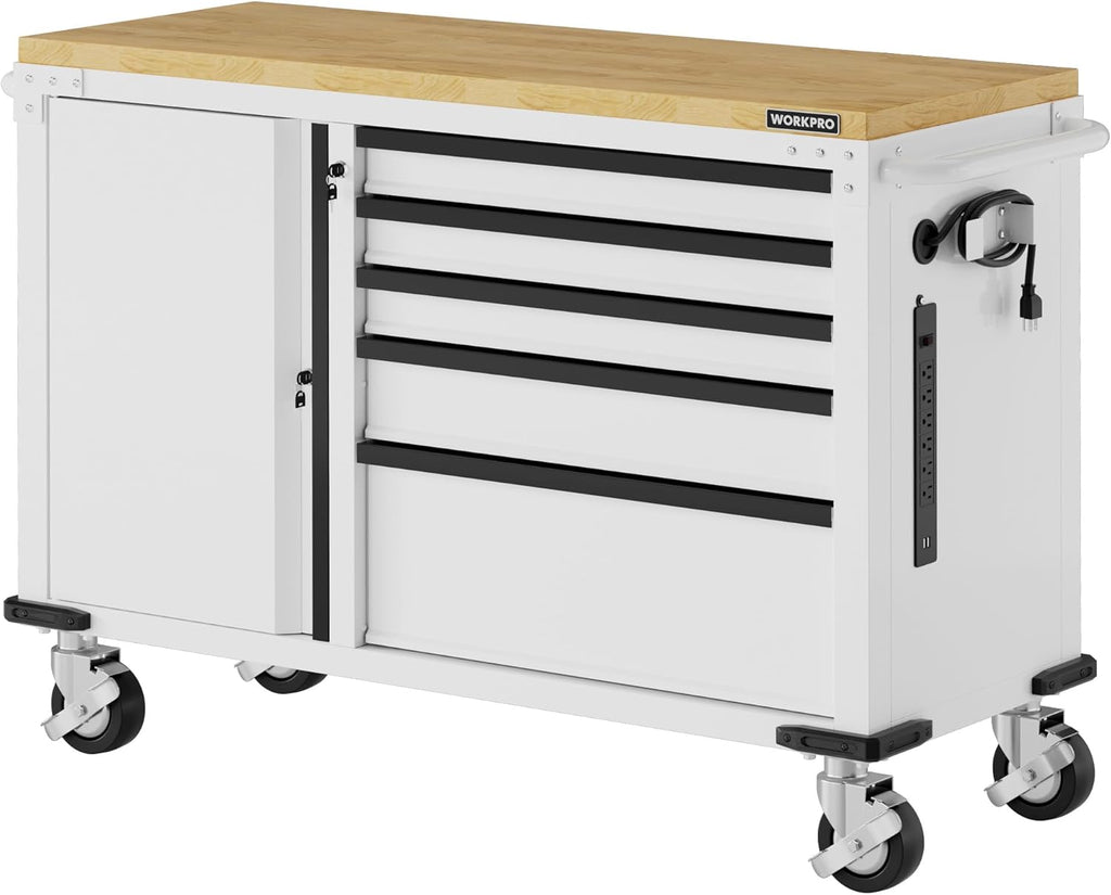 WORKPRO 52" x 20" Rolling Tool Chest, 5-Drawer & 1-Door