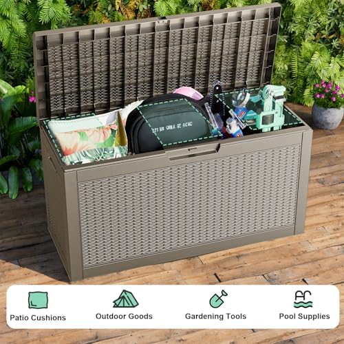 70Gal Outdoor Storage Box Waterproof Lockable Deck Box