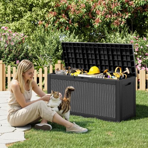 KAMABOKO Outdoor Storage Box, 70 Gallon Deck Box Outdoor Waterproof