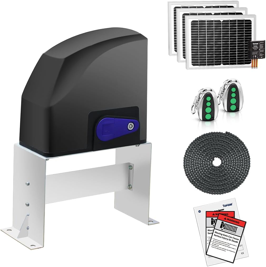 TOPENS DKC500S Solar Sliding Gate Opener Chain Drive Automatic Gate Motor