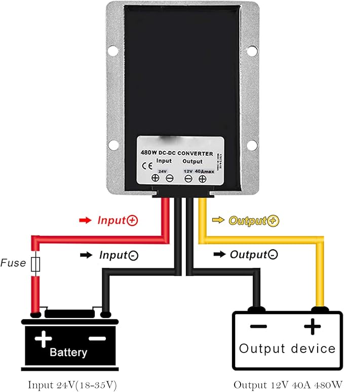 MGGi Voltage Converter Regulator DC 24V Step Down DC 12V 40A 480W, Waterproof