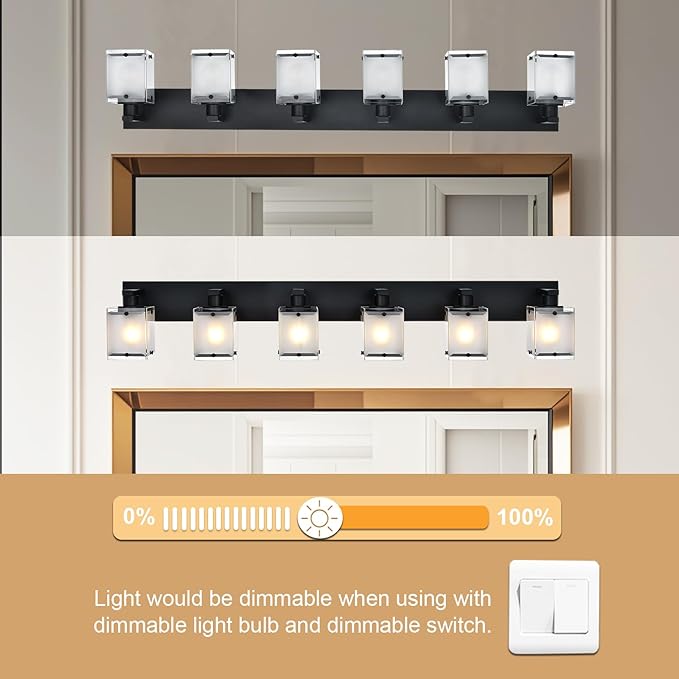 WINSHEN Bathroom Vanity Light Fixture, 6-Lights Modern Vanity Lighting Over