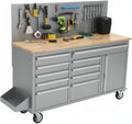 Tool Chest, 61 Inch Tool Box Mobile 9 Drawers Storage Rolling Cabinet with Wheels Lock Key Locking System Drawer Liners for Garage Warehouse Repair Shop, Sliver