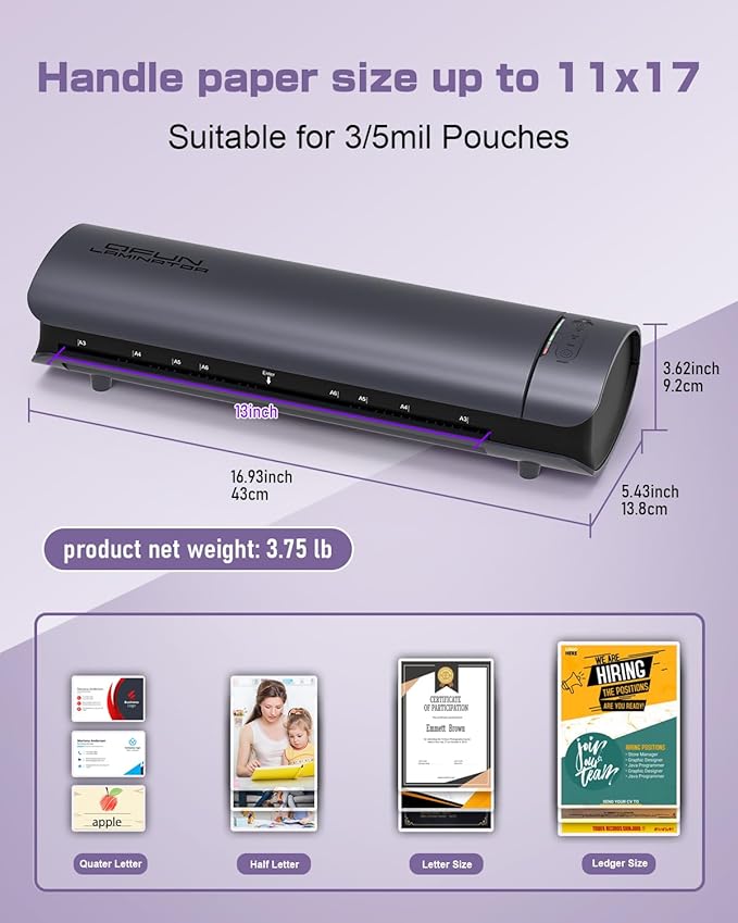 Office Presentation Laminator Machine 11x17