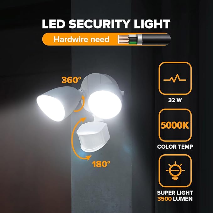UME 2 Pack 32W 3500 Lumen LED Security Lights Motion Sensor Light Outdoor