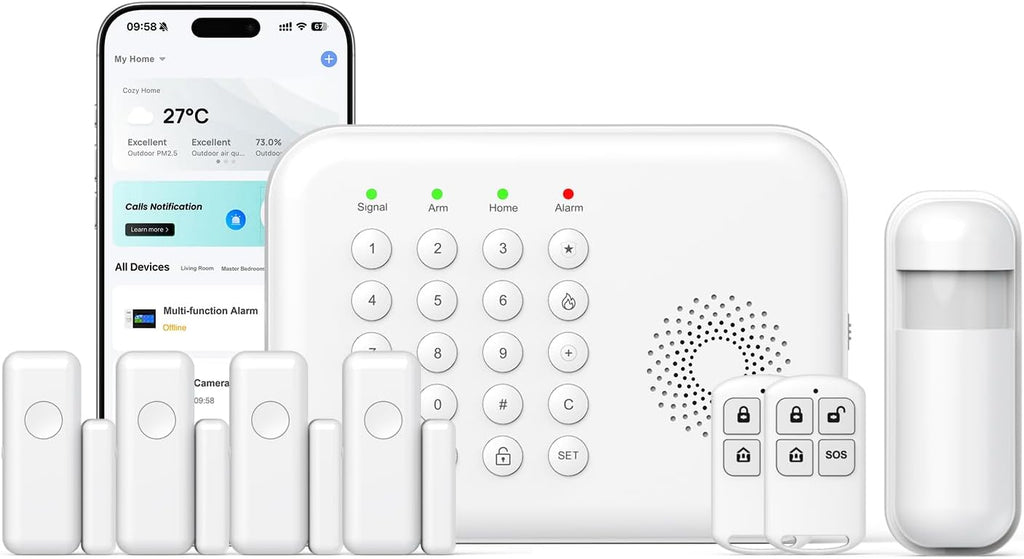 Hapippofa Alarm System for Home Security, WiFi/4G Home Alarm System (8-Piece)