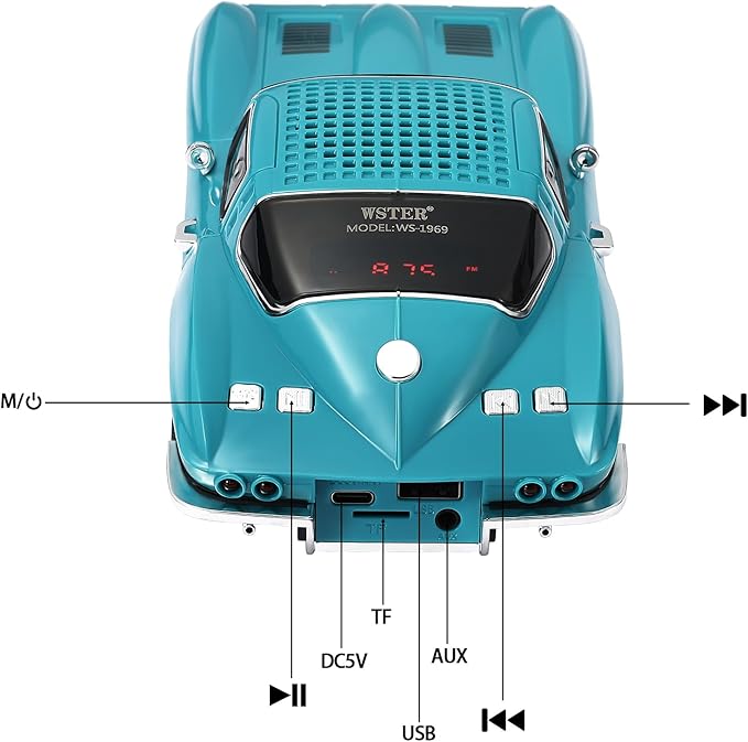 WSTER Retro American Style car Bluetooth Speaker, Portable Wireless Outdoor