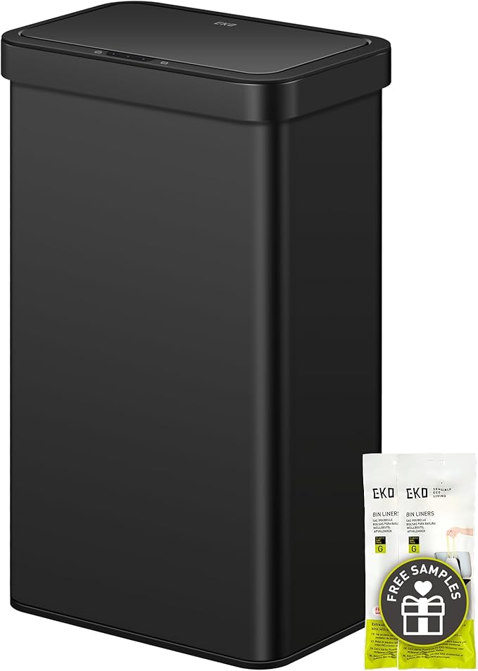 EKO Nova Sensor Trash Can, 21 Gallon/80 Liter Stainless Steel Rectangular