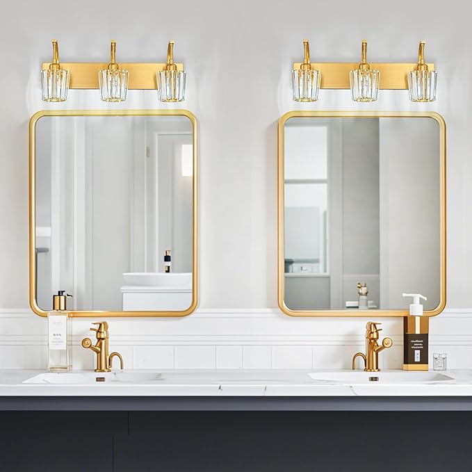 FDPBY Modern Bathroom Vanity Light, 3-Light Gold Wall Sconce