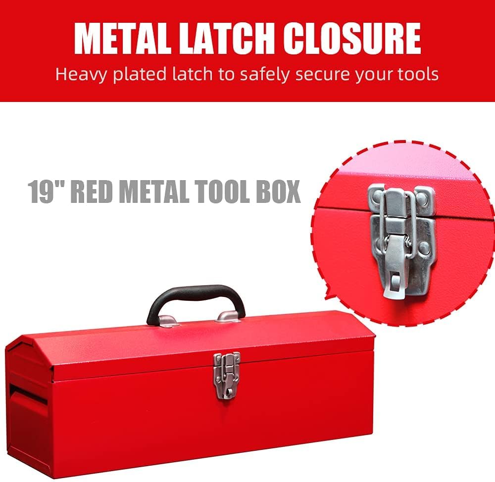 19inches portable tool box, metal tool box, ideal, side view