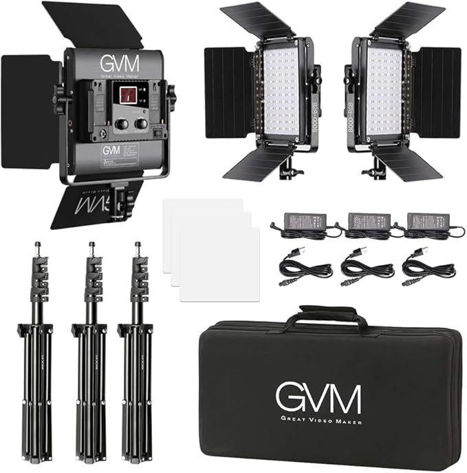 GVM RGB LED Video Lighting Kit, 800D Studio Video Lights (3 Packs)