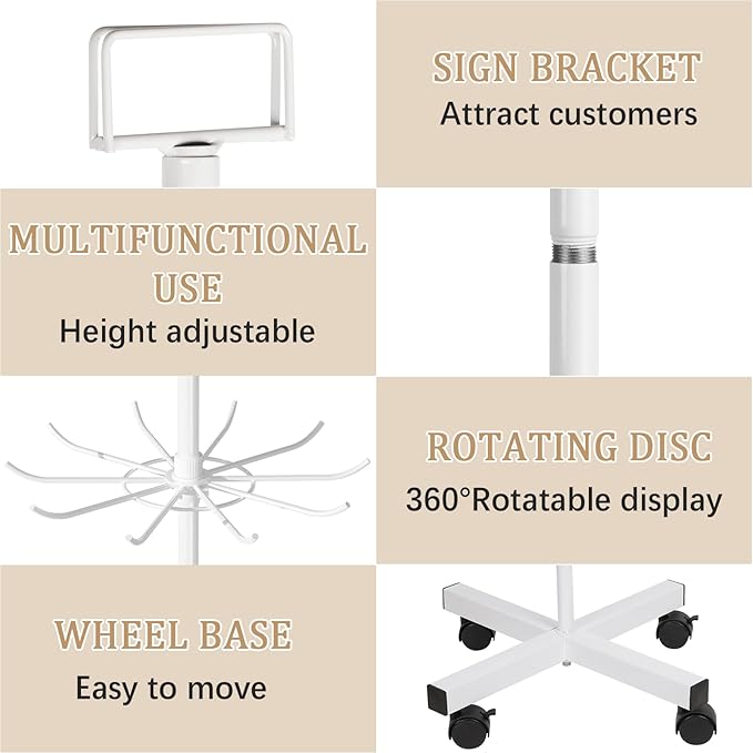 Exttlliy Retail Display Stand Store Display Rack 6 Tier Metal Spinning Display