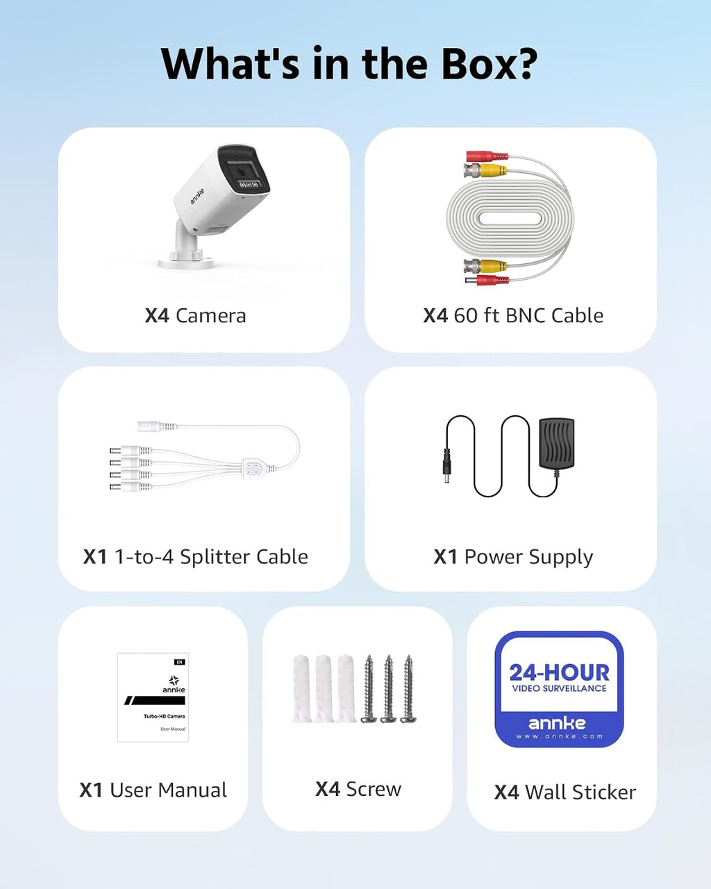 ANNKE 2MP/1080P Two-Way Audio Outdoor Analog Add-on Security Camera, White
