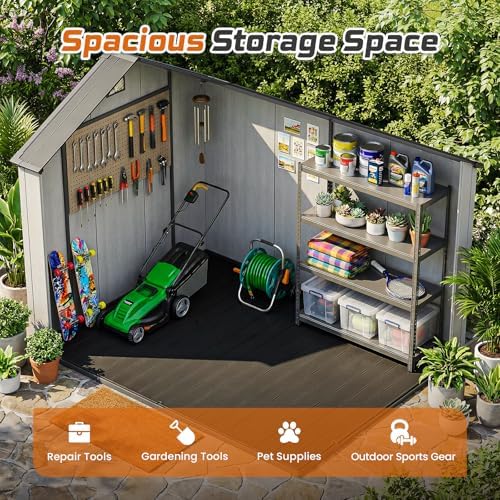 Jocoevol Heavy Duty Storage Shed, 8x10FT Resin Outdoor Shed for Backyard