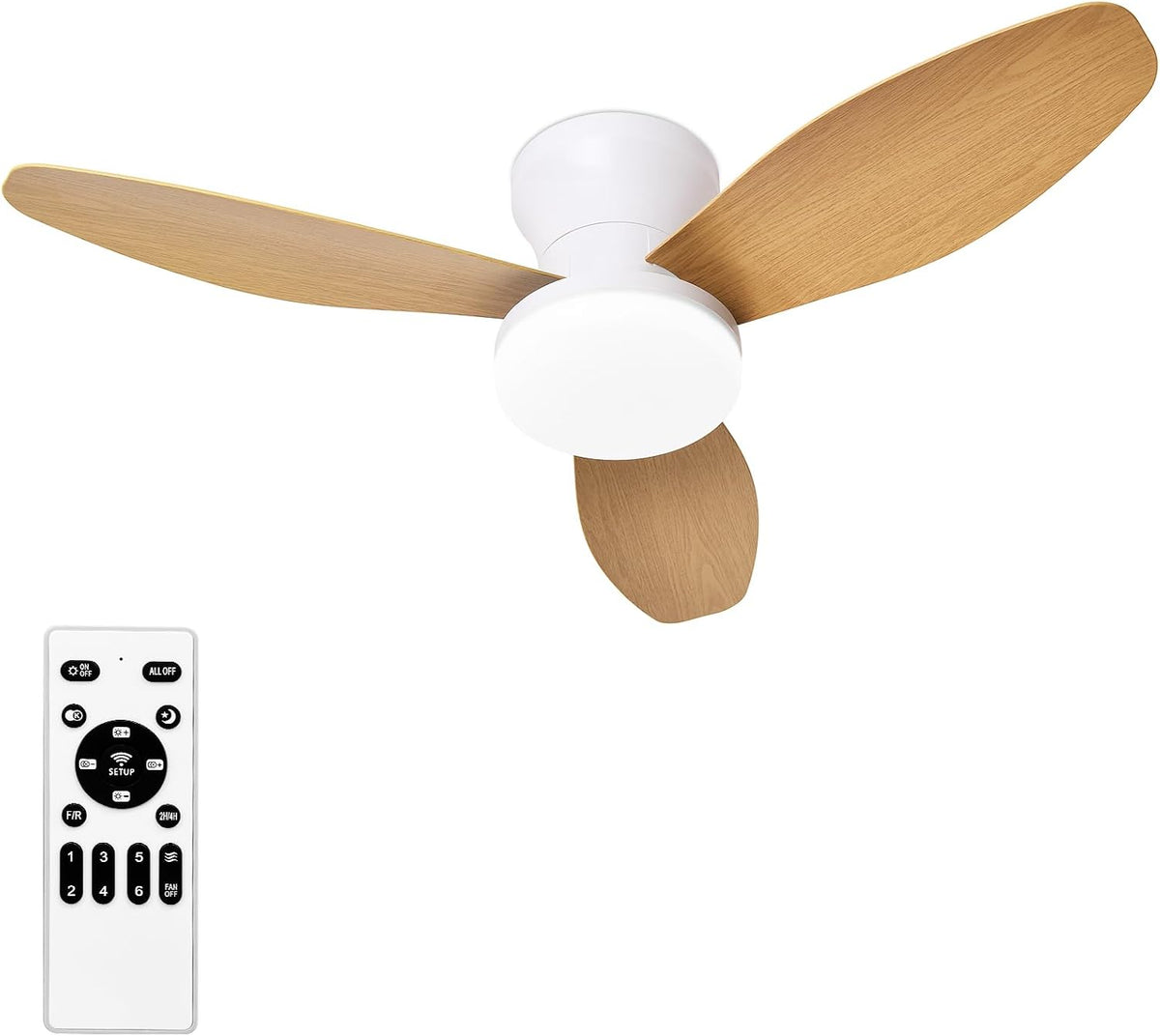 Glowall Small Ceiling Fan with Lights and Remote, 32 Inch Flush Mount, Small
