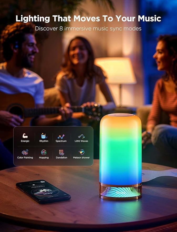 Govee RGBIC Smart Table Lamp 2, Touch Bedside Small Table Lamp Compatible