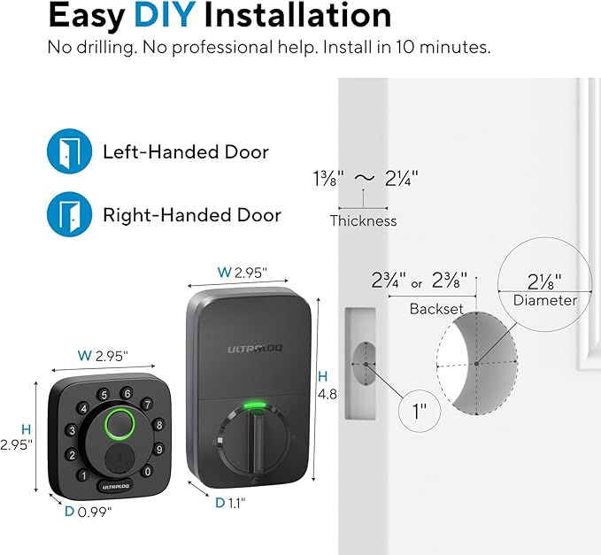 ULTRALOQ Bolt Smart Lock, Built-in Wi-Fi, Matter Over Thread, Works