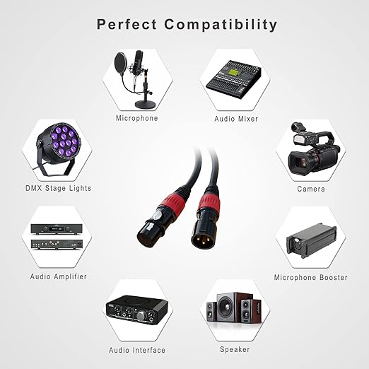 AuxLink XLR Cables 3ft 20Pack, XLR Microphone Cable Mic Cable Male to Female