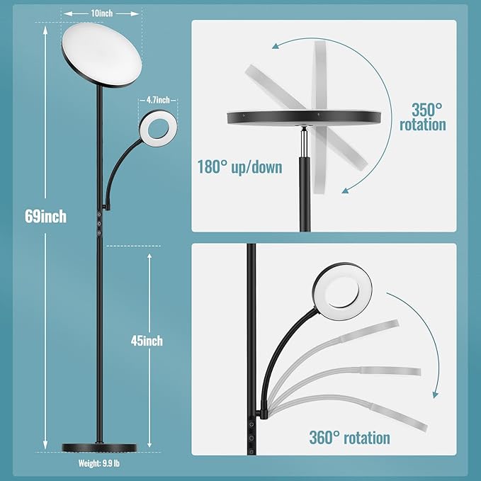 marctronic Floor Lamp, Upgraded 42W 4000LM Super Bright LED Floor Lamp