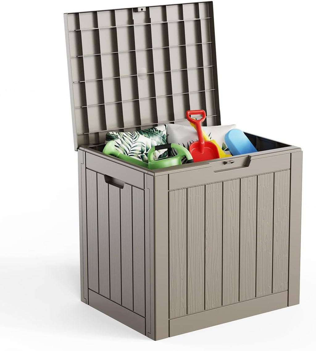 40 Gallon Outdoor Storage Box,Waterproof UV Resistant Deck Box,Lockable Storage Container for Patio Furniture Cushions Garden Tools and Pool Accessories(Grey)
