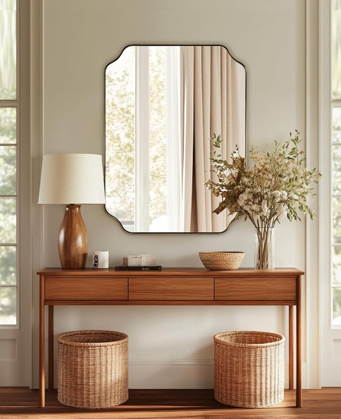 ANDY STAR Brushed Gold Mirror, Unique Rectangular Bathroom Mirror