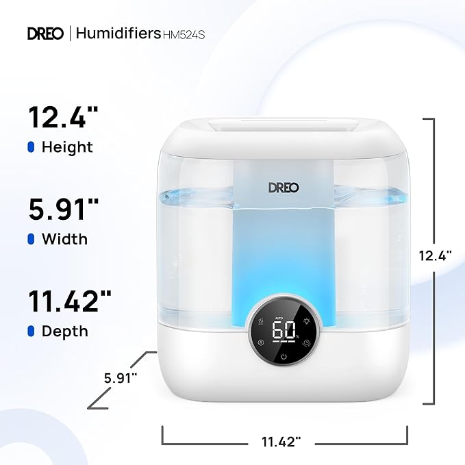 DREO Smart Humidifiers for Bedroom, 6L Top Fill Supersized Cool Mist Humidifier