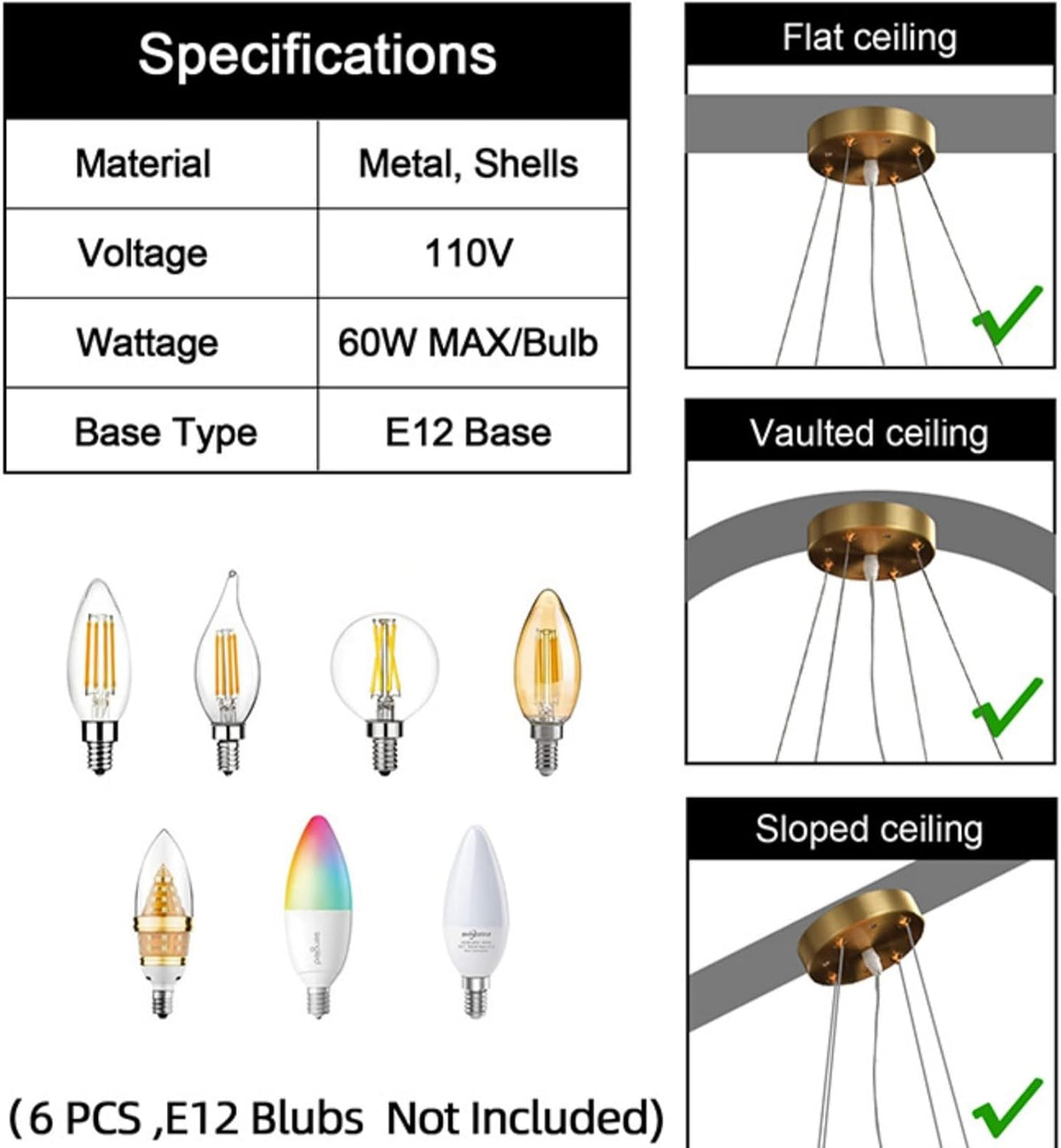 5 Tier Capiz Shell Chandelier, H16'' x D24'' Natural Shell Hanging Ceiling Light Fixtures Seashell Coastal Chandeliers for Living Room(More Additional Shell Parts Included) Gold