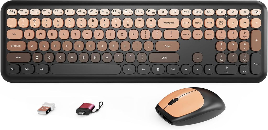 HotFox Wireless Keyboard and Mouse Combo, Full-Size Retro Typewriter Keyboard