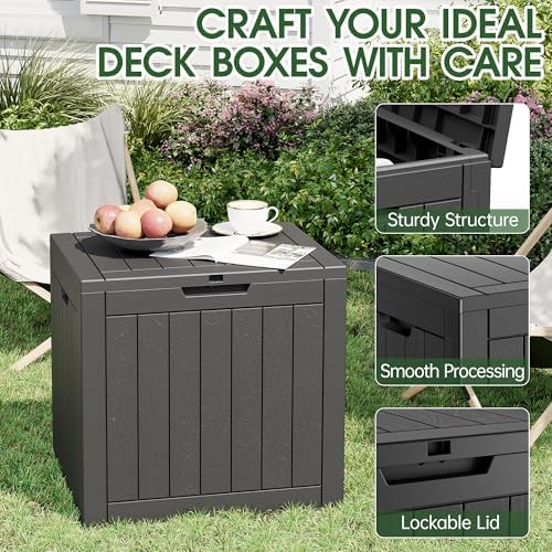 KAMABOKO Outdoor Storage Box, 35 Gallon Deck Box Outdoor Waterproof Small