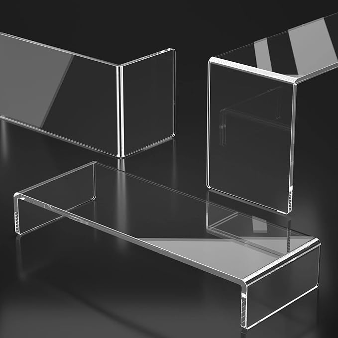 HIIMIEI Acrylic Display Riser, Thickened to 5mm Clear Rectangular Display Shelf (6 Pcs)
