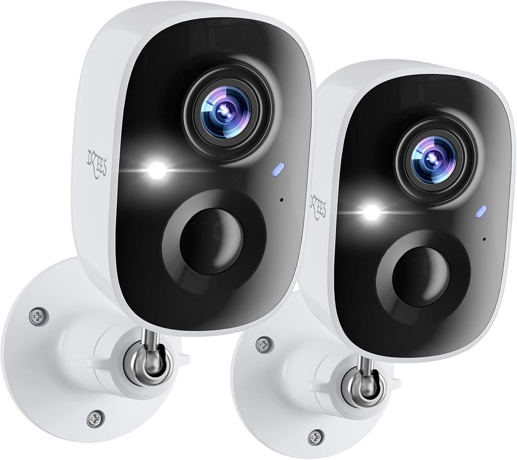 Dzees 2K Wireless Outdoor Security Camera 2-Pack, Battery Powered WiFi