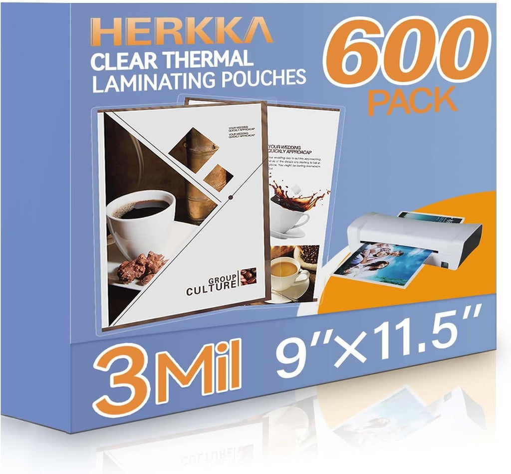 HERKKA 600 Pack Laminating Sheets, Holds 8.5 x 11 Inch Sheets, 3 Mil Clear