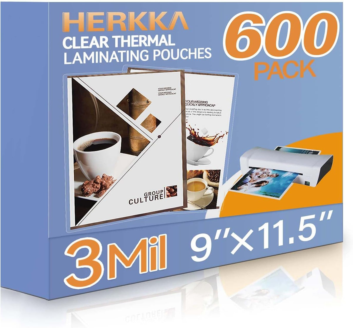 HERKKA 600 Pack Laminating Sheets, Holds 8.5 x 11 Inch Sheets, 3 Mil Clear