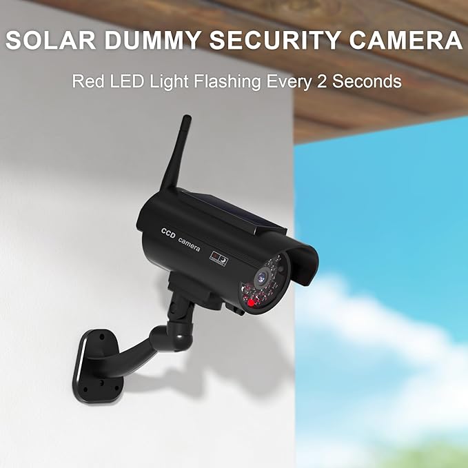 WALI Dummy Fake Camera, Solar Powered Fake Security Camera (4 Pack)