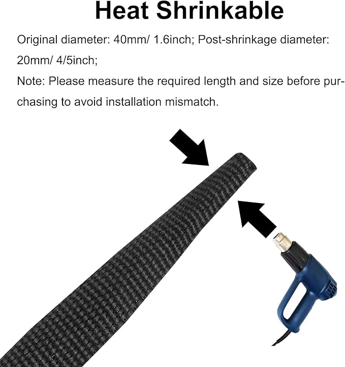 MECCANIXITY Braided Cable Sleeves Heat Shrinkable Fabric Sleeving, 1 9/16" 40ft