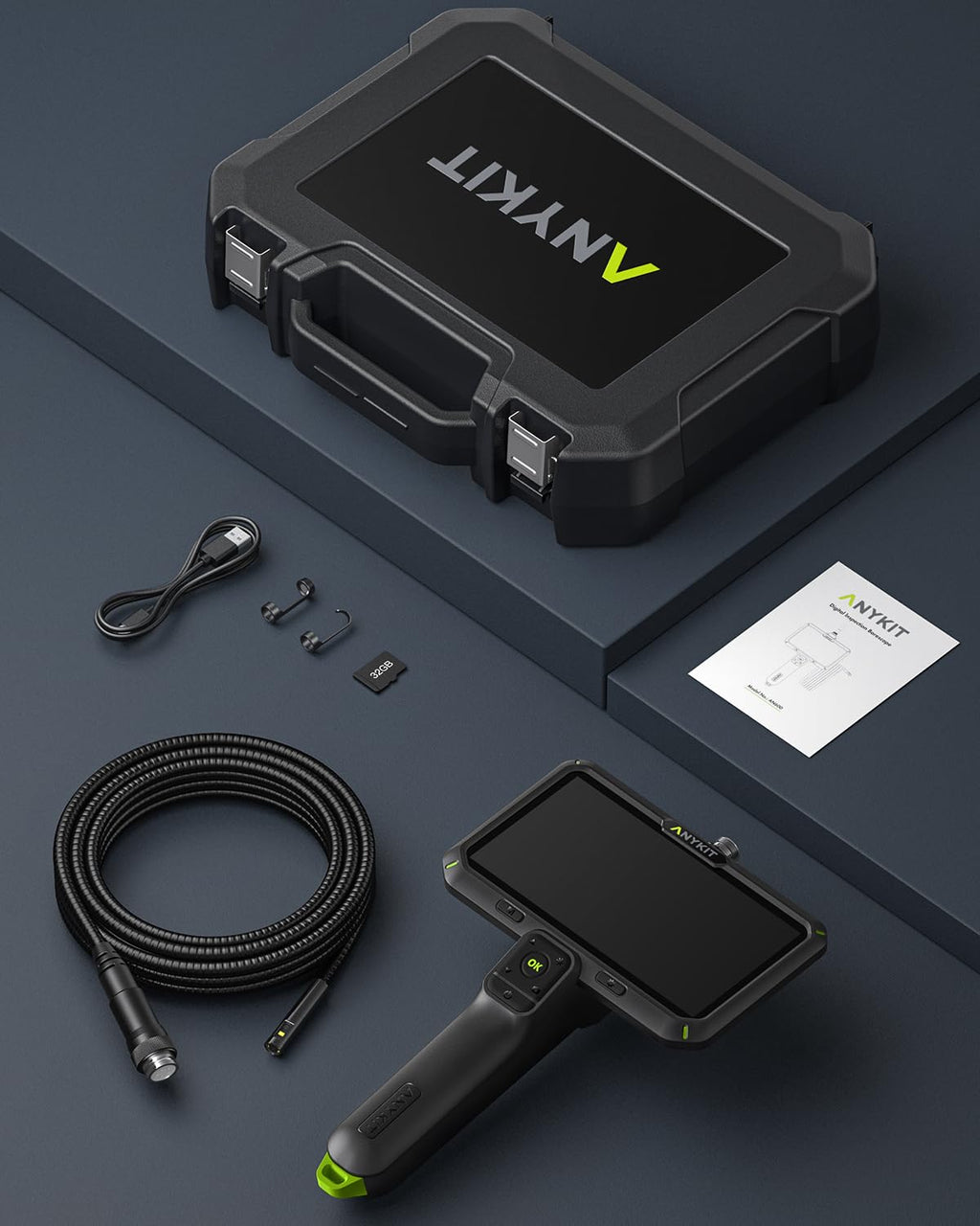 Anykit Endoscope Camera with Light, Dual Lens Endoscope 1080P