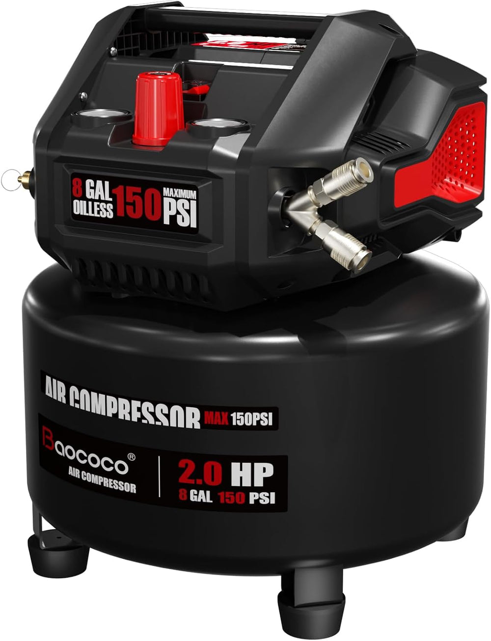 8 Gallon Portable Air compressor, 2HP Motor Oil Free Air Compressor Tank