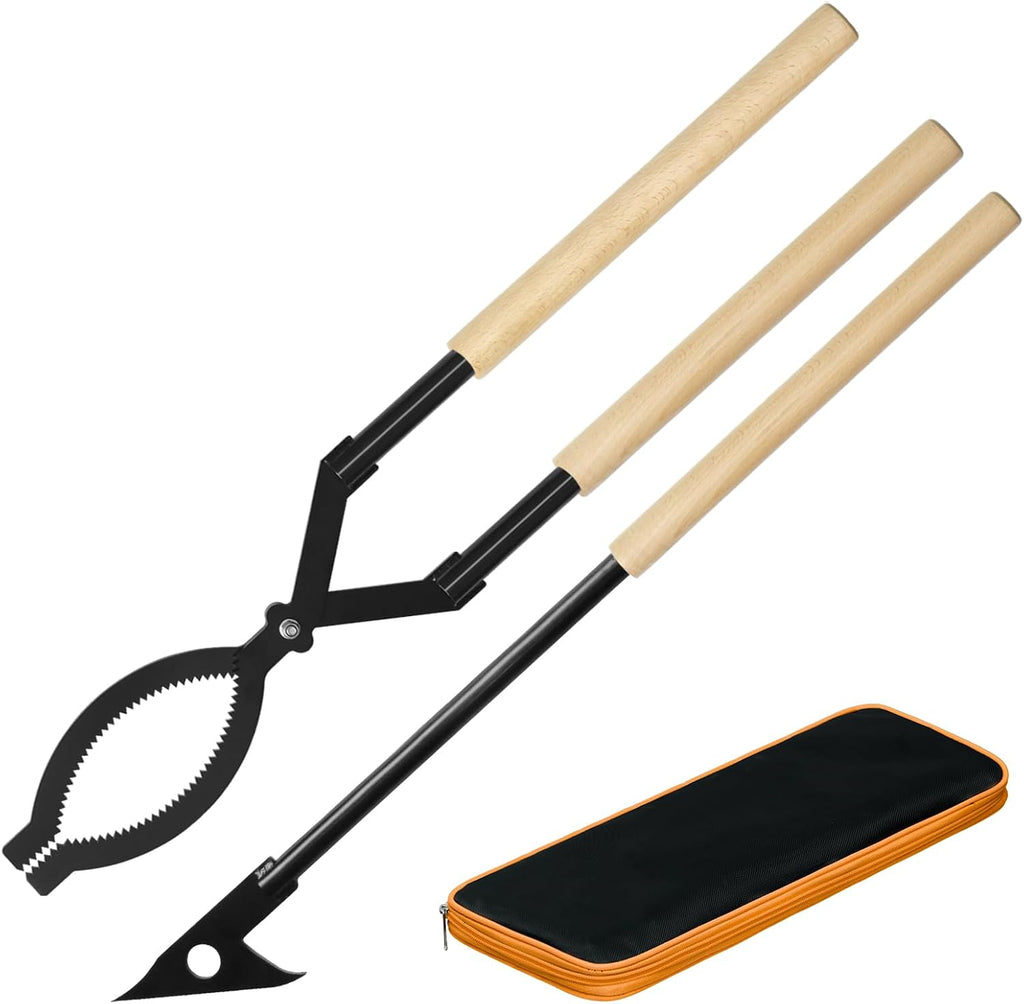 28 Inch Fireplace Tongs and Fire Poker Set with Storage Bag