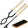 28 Inch Fireplace Tongs and Fire Poker Set with Storage Bag