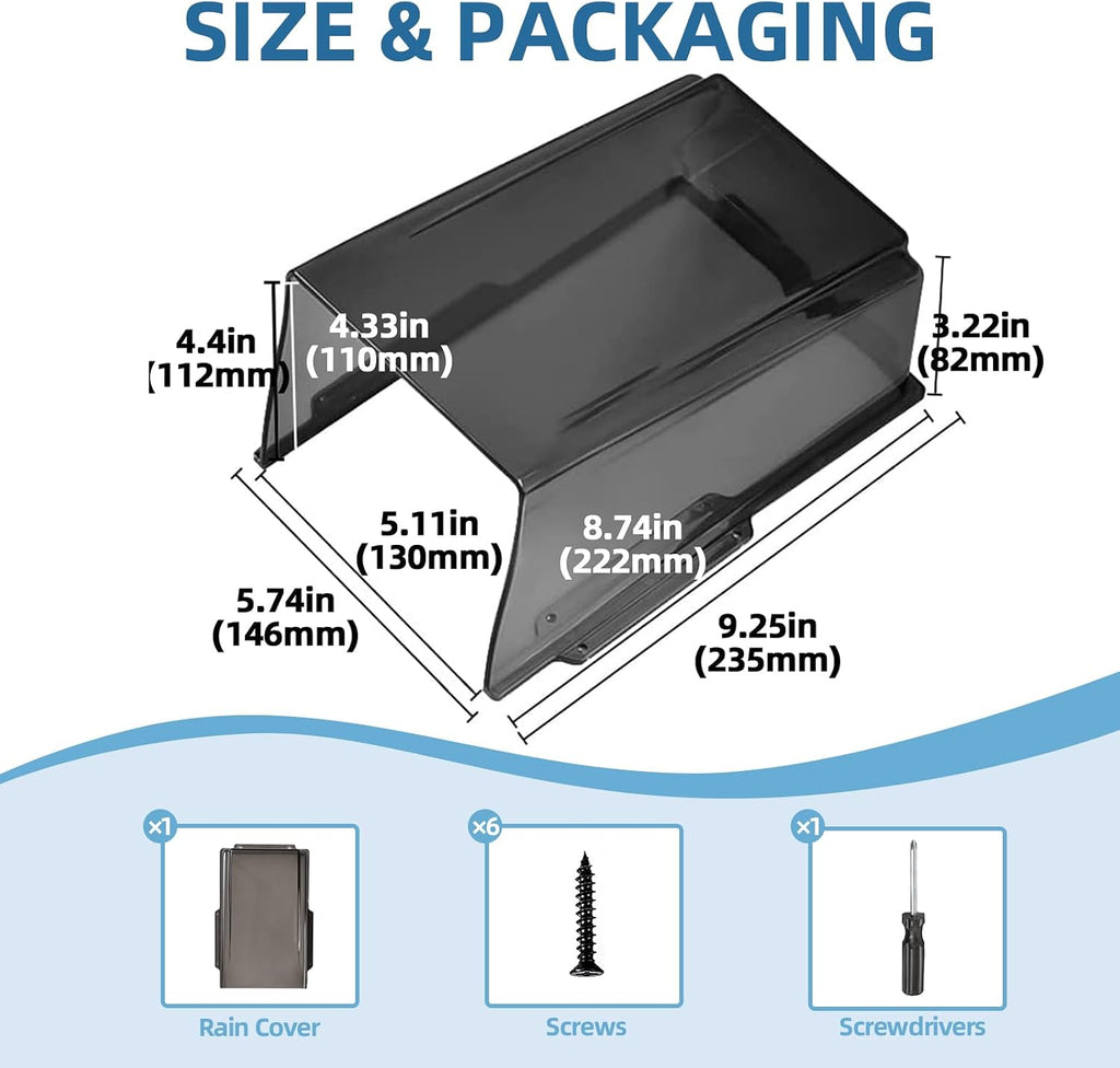 pc lengthen doorbell rain cover, transparent doorbell waterproof showing dimensions