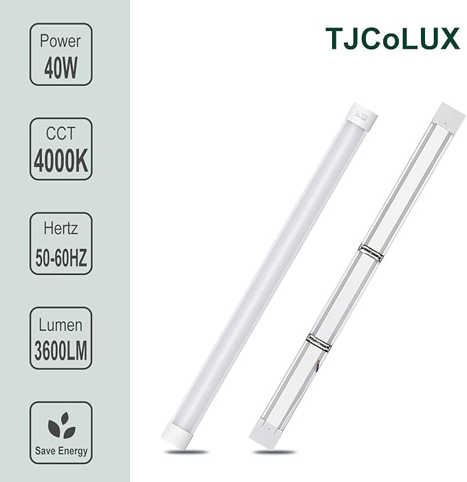 colmeguna 4 Packs 4FT LED Batten Light, Ultra-Thin Slim Ceiling Surface Mounted