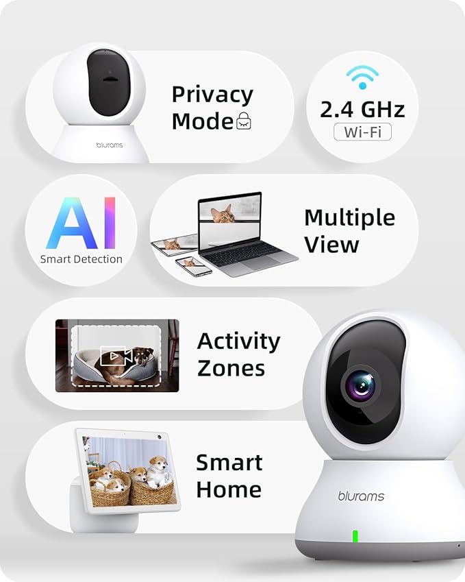 blurams Security Camera 2K, Baby Monitor Dog Camera 360-degree