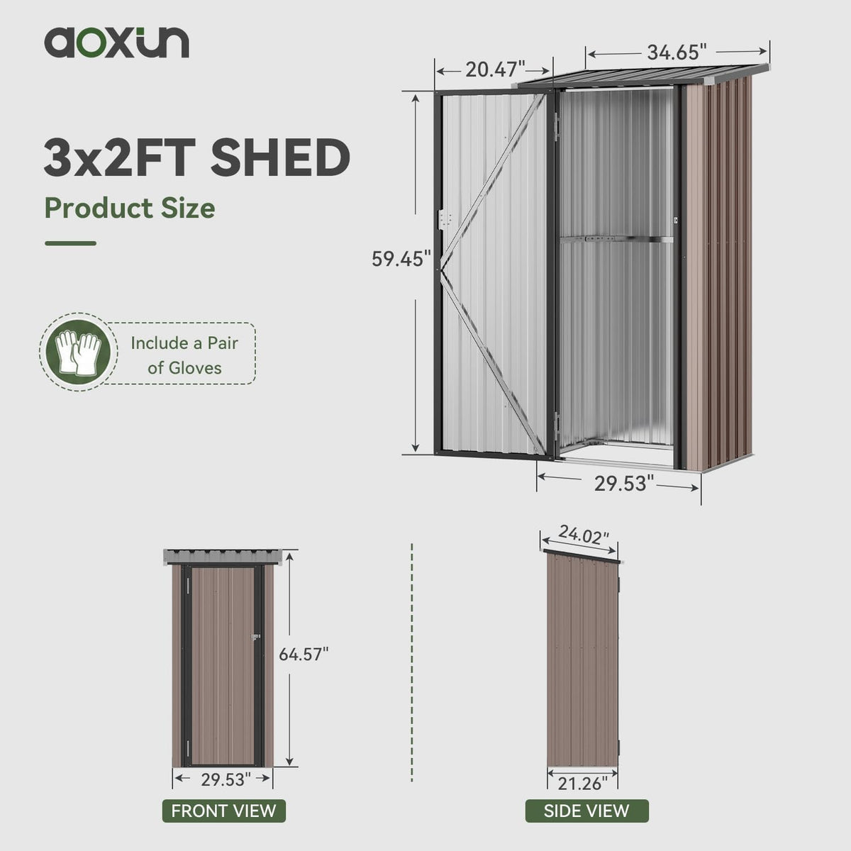 aoxun 3x2 ft outdoor storage shed, shed with shown in use