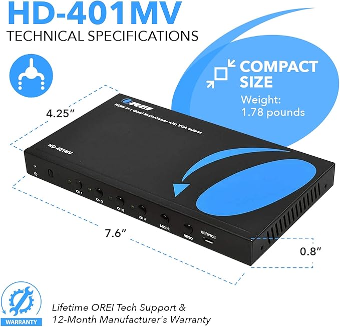 OREI HDMI Switcher 4 in 1 Out