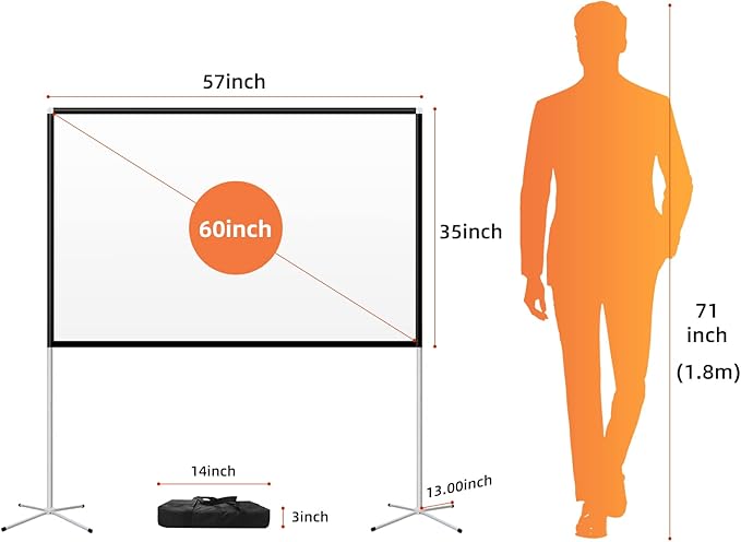 Portable Projector Screen 60inch, Movie Projection Screen, Indoor Projector