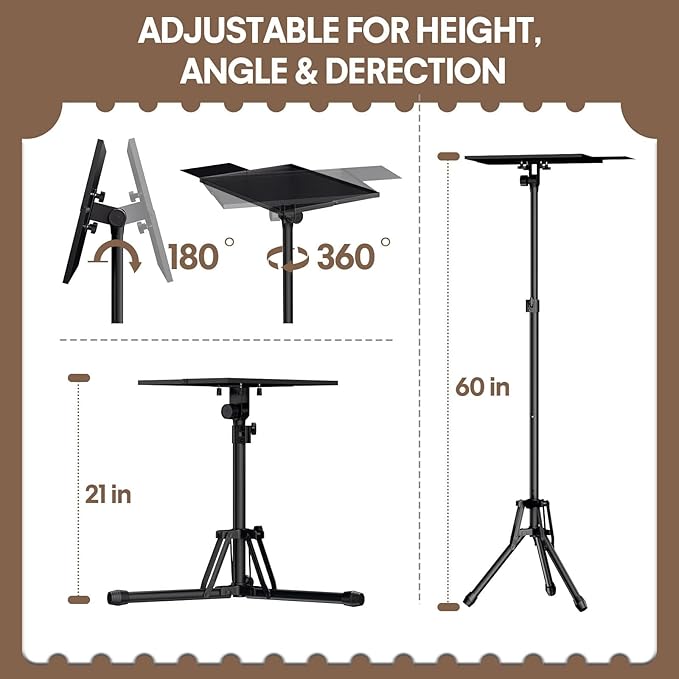 KOOV Projector Stand Adjustable Height 20" to 61", Foldable Projector Tripod