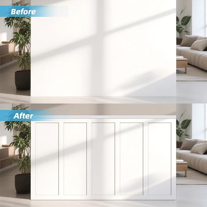 Art3d Premade Board and Batten Paintable Wainscoting Kit, MDF Accent Wall Panel