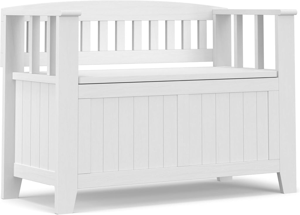 SIMPLIHOME Acadian Storage Bench and Cabinet Set in White